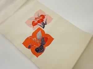 塩瀬金彩草花模様名古屋帯